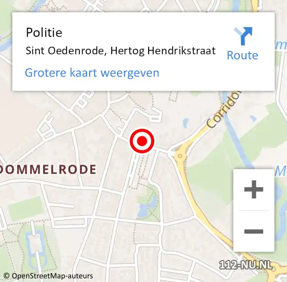 Locatie op kaart van de 112 melding: Politie Sint Oedenrode, Hertog Hendrikstraat op 4 februari 2023 12:41