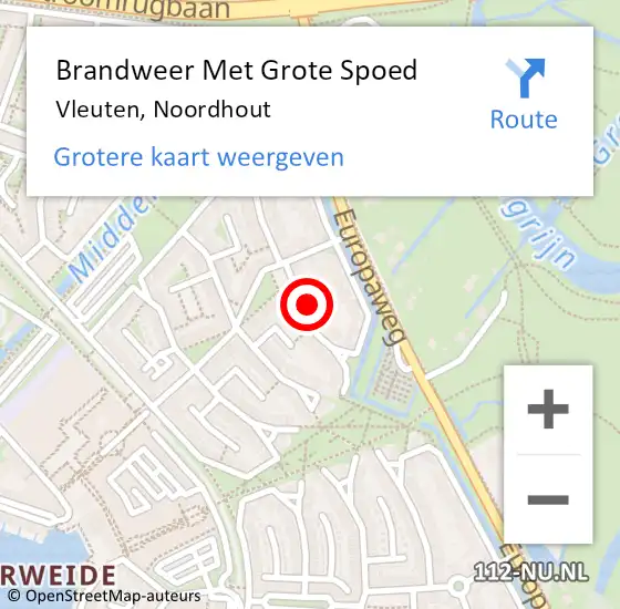 Locatie op kaart van de 112 melding: Brandweer Met Grote Spoed Naar Vleuten, Noordhout op 4 februari 2023 12:49