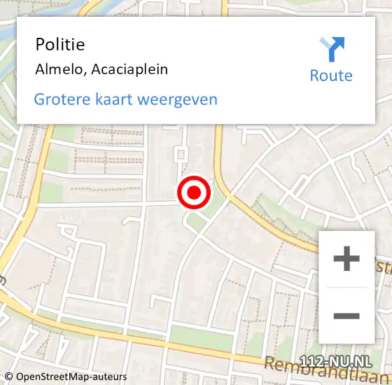 Locatie op kaart van de 112 melding: Politie Almelo, Acaciaplein op 4 februari 2023 12:50