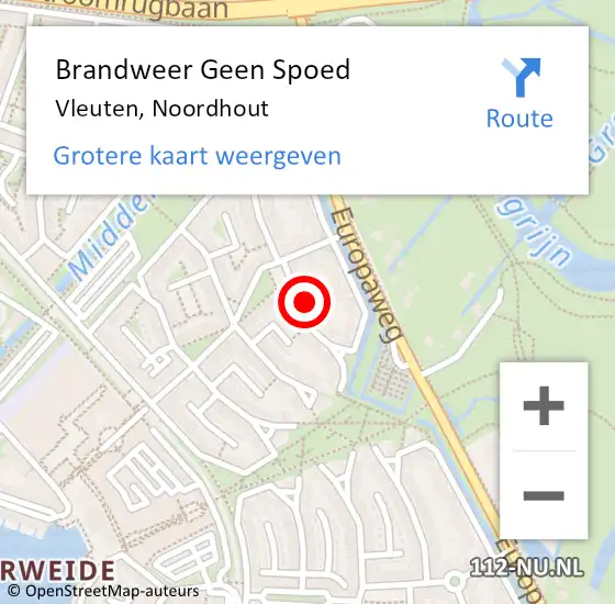 Locatie op kaart van de 112 melding: Brandweer Geen Spoed Naar Vleuten, Noordhout op 4 februari 2023 12:51