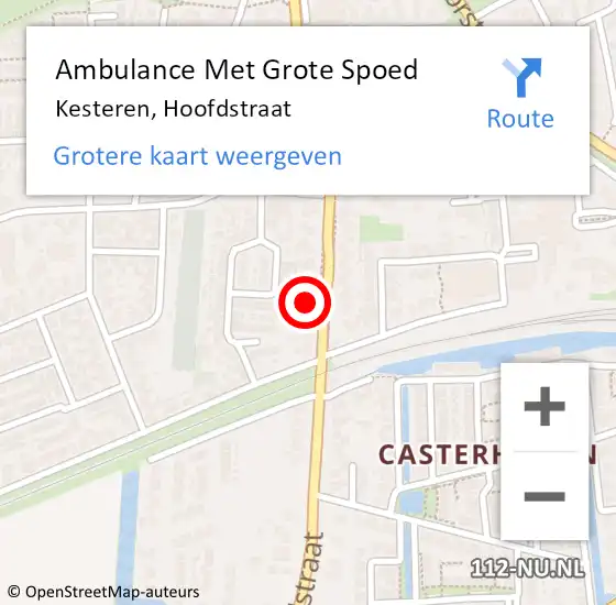 Locatie op kaart van de 112 melding: Ambulance Met Grote Spoed Naar Kesteren, Hoofdstraat op 4 februari 2023 12:57