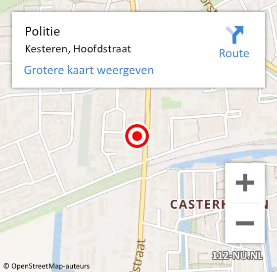 Locatie op kaart van de 112 melding: Politie Kesteren, Hoofdstraat op 4 februari 2023 12:58