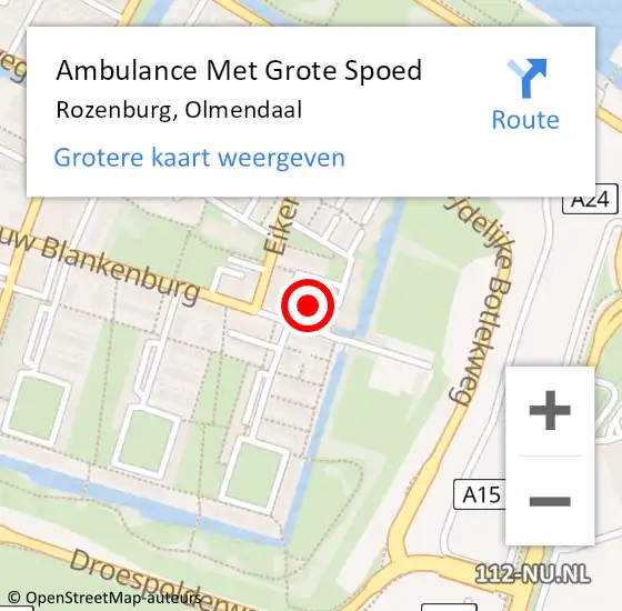 Locatie op kaart van de 112 melding: Ambulance Met Grote Spoed Naar Rozenburg, Olmendaal op 14 augustus 2014 13:01