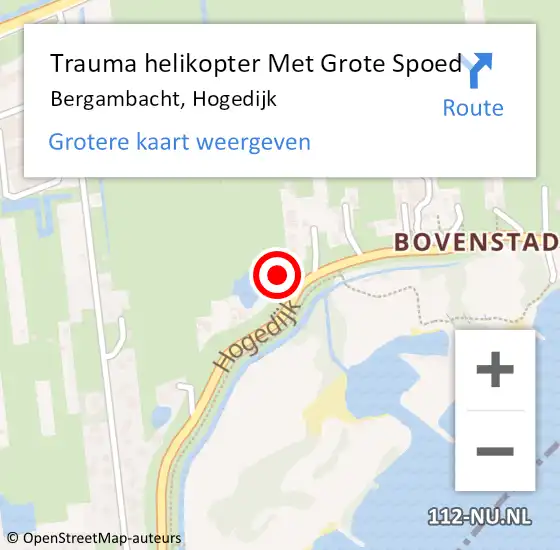 Locatie op kaart van de 112 melding: Trauma helikopter Met Grote Spoed Naar Bergambacht, Hogedijk op 4 februari 2023 13:37