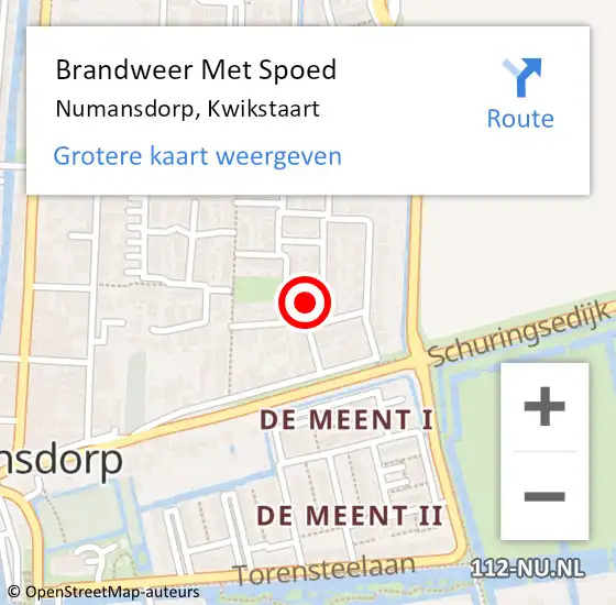 Locatie op kaart van de 112 melding: Brandweer Met Spoed Naar Numansdorp, Kwikstaart op 4 februari 2023 13:59