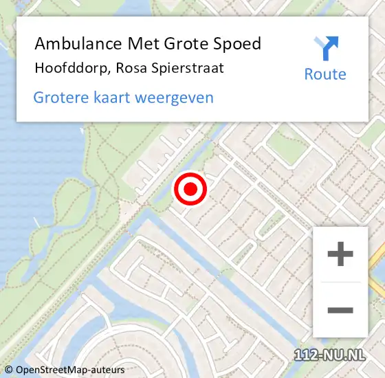 Locatie op kaart van de 112 melding: Ambulance Met Grote Spoed Naar Hoofddorp, Rosa Spierstraat op 4 februari 2023 14:00