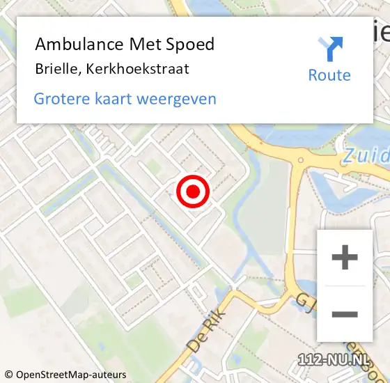 Locatie op kaart van de 112 melding: Ambulance Met Spoed Naar Brielle, Kerkhoekstraat op 4 februari 2023 14:06