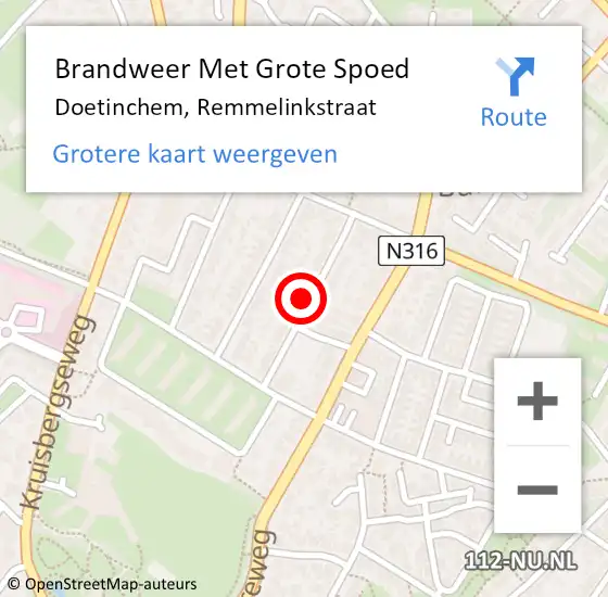 Locatie op kaart van de 112 melding: Brandweer Met Grote Spoed Naar Doetinchem, Remmelinkstraat op 4 februari 2023 14:16