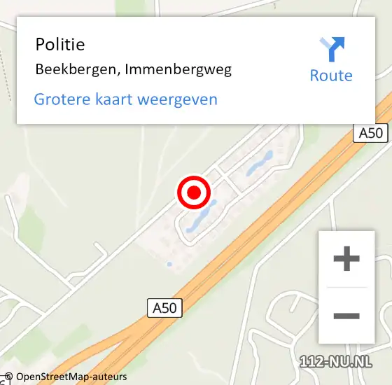 Locatie op kaart van de 112 melding: Politie Beekbergen, Immenbergweg op 4 februari 2023 14:29