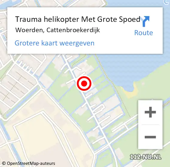 Locatie op kaart van de 112 melding: Trauma helikopter Met Grote Spoed Naar Woerden, Cattenbroekerdijk op 4 februari 2023 14:33