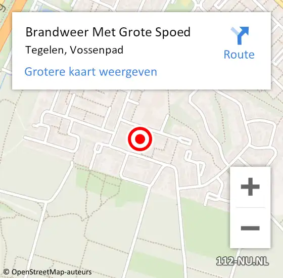 Locatie op kaart van de 112 melding: Brandweer Met Grote Spoed Naar Tegelen, Vossenpad op 4 februari 2023 14:58