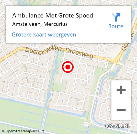 Locatie op kaart van de 112 melding: Ambulance Met Grote Spoed Naar Amstelveen, Mercurius op 4 februari 2023 15:05