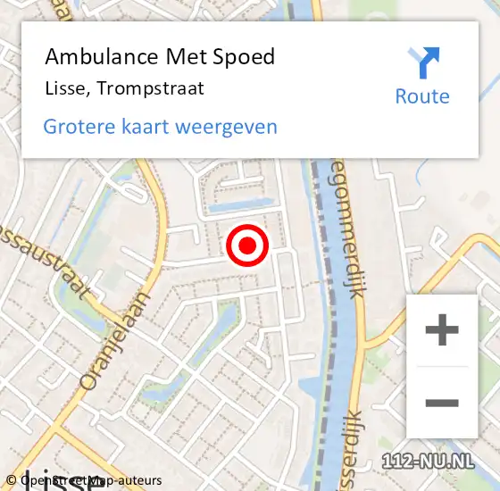 Locatie op kaart van de 112 melding: Ambulance Met Spoed Naar Lisse, Trompstraat op 4 februari 2023 15:14