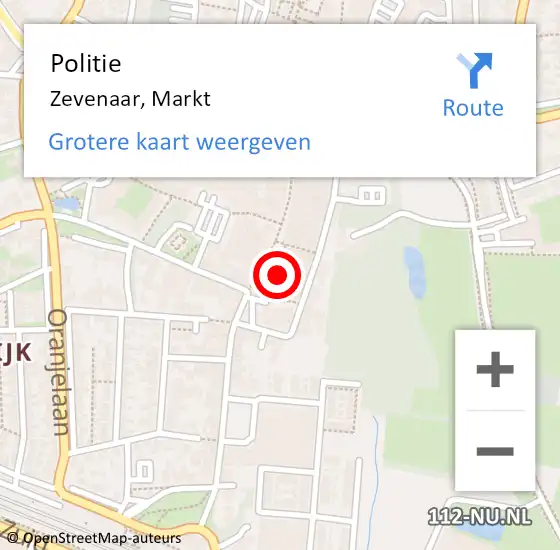 Locatie op kaart van de 112 melding: Politie Zevenaar, Markt op 4 februari 2023 15:14