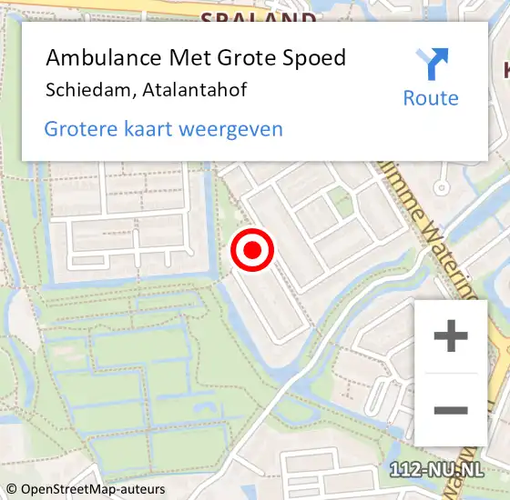 Locatie op kaart van de 112 melding: Ambulance Met Grote Spoed Naar Schiedam, Atalantahof op 4 februari 2023 15:15