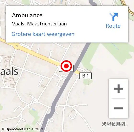 Locatie op kaart van de 112 melding: Ambulance Vaals, Maastrichterlaan op 14 augustus 2014 13:12