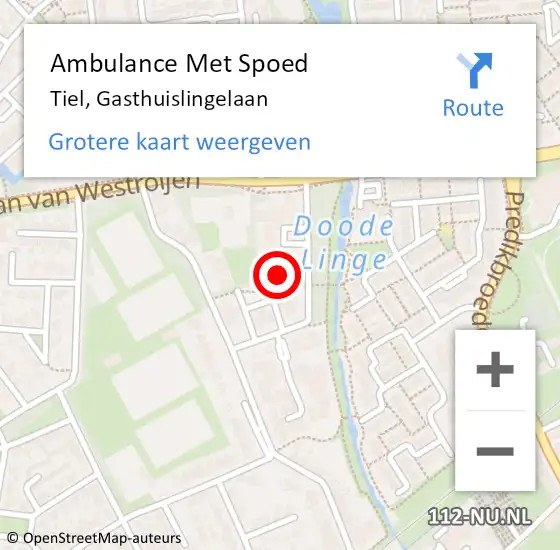 Locatie op kaart van de 112 melding: Ambulance Met Spoed Naar Tiel, Gasthuislingelaan op 4 februari 2023 15:52