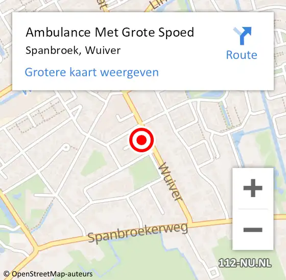 Locatie op kaart van de 112 melding: Ambulance Met Grote Spoed Naar Spanbroek, Wuiver op 4 februari 2023 16:19