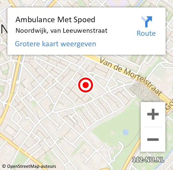 Locatie op kaart van de 112 melding: Ambulance Met Spoed Naar Noordwijk, van Leeuwenstraat op 4 februari 2023 16:28