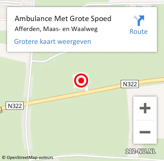 Locatie op kaart van de 112 melding: Ambulance Met Grote Spoed Naar Afferden, Maas- en Waalweg op 4 februari 2023 16:28