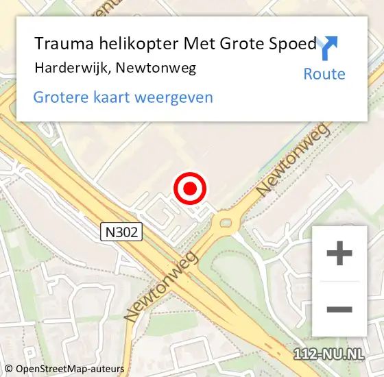 Locatie op kaart van de 112 melding: Trauma helikopter Met Grote Spoed Naar Harderwijk, Newtonweg op 4 februari 2023 16:33