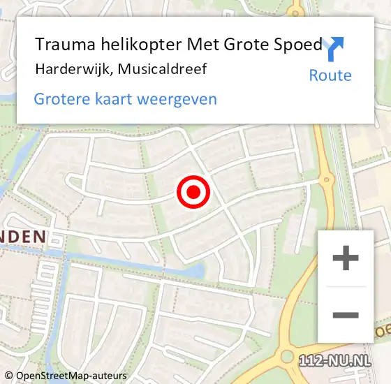 Locatie op kaart van de 112 melding: Trauma helikopter Met Grote Spoed Naar Harderwijk, Musicaldreef op 4 februari 2023 16:43