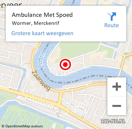 Locatie op kaart van de 112 melding: Ambulance Met Spoed Naar Wormer, Merckenrif op 4 februari 2023 17:01