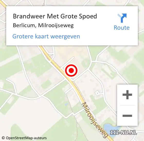 Locatie op kaart van de 112 melding: Brandweer Met Grote Spoed Naar Berlicum, Milrooijseweg op 4 februari 2023 17:20