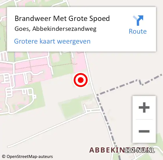 Locatie op kaart van de 112 melding: Brandweer Met Grote Spoed Naar Goes, Abbekindersezandweg op 4 februari 2023 17:29