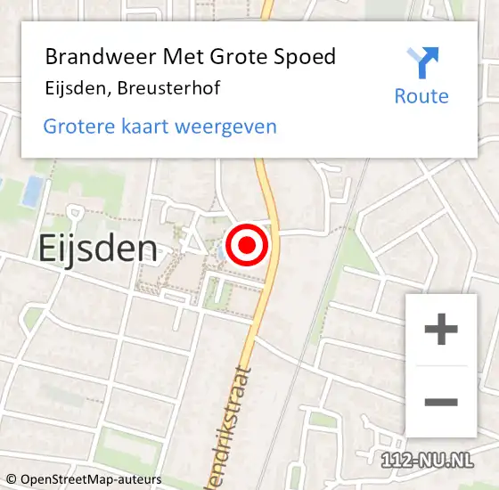 Locatie op kaart van de 112 melding: Brandweer Met Grote Spoed Naar Eijsden, Breusterhof op 4 februari 2023 17:31