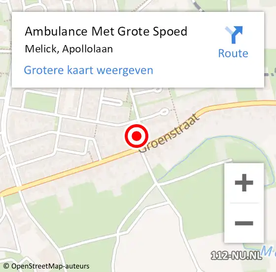 Locatie op kaart van de 112 melding: Ambulance Met Grote Spoed Naar Melick, Apollolaan op 4 februari 2023 17:31