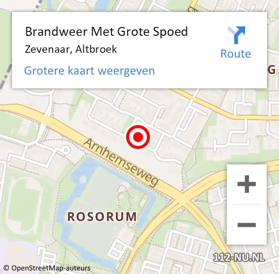 Locatie op kaart van de 112 melding: Brandweer Met Grote Spoed Naar Zevenaar, Altbroek op 4 februari 2023 17:46