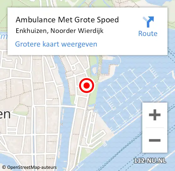 Locatie op kaart van de 112 melding: Ambulance Met Grote Spoed Naar Enkhuizen, Noorder Wierdijk op 4 februari 2023 18:33