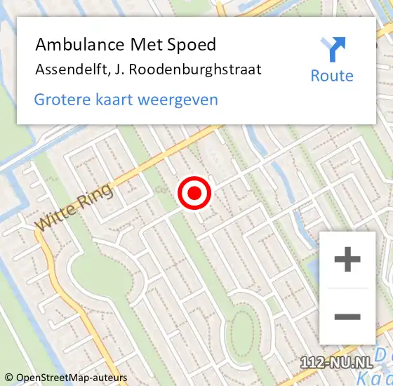 Locatie op kaart van de 112 melding: Ambulance Met Spoed Naar Assendelft, J. Roodenburghstraat op 4 februari 2023 19:05