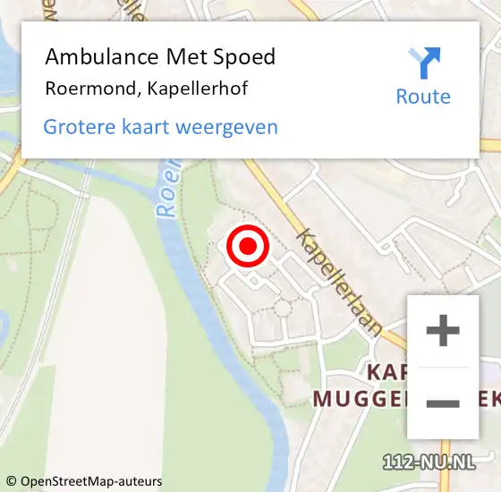 Locatie op kaart van de 112 melding: Ambulance Met Spoed Naar Roermond, Kapellerhof op 4 februari 2023 19:22