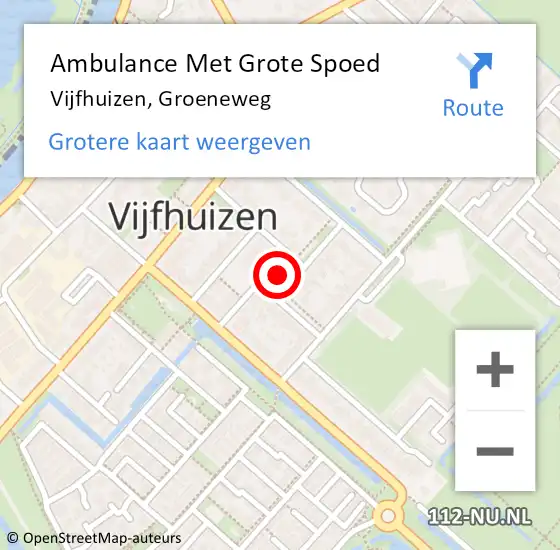 Locatie op kaart van de 112 melding: Ambulance Met Grote Spoed Naar Vijfhuizen, Groeneweg op 4 februari 2023 19:40