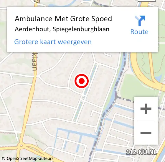 Locatie op kaart van de 112 melding: Ambulance Met Grote Spoed Naar Aerdenhout, Spiegelenburghlaan op 4 februari 2023 19:41