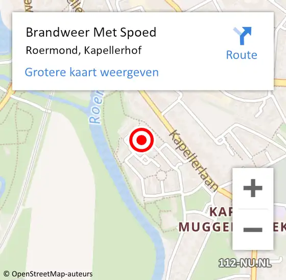 Locatie op kaart van de 112 melding: Brandweer Met Spoed Naar Roermond, Kapellerhof op 4 februari 2023 19:43