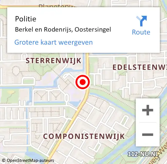 Locatie op kaart van de 112 melding: Politie Berkel en Rodenrijs, Oostersingel op 4 februari 2023 19:50