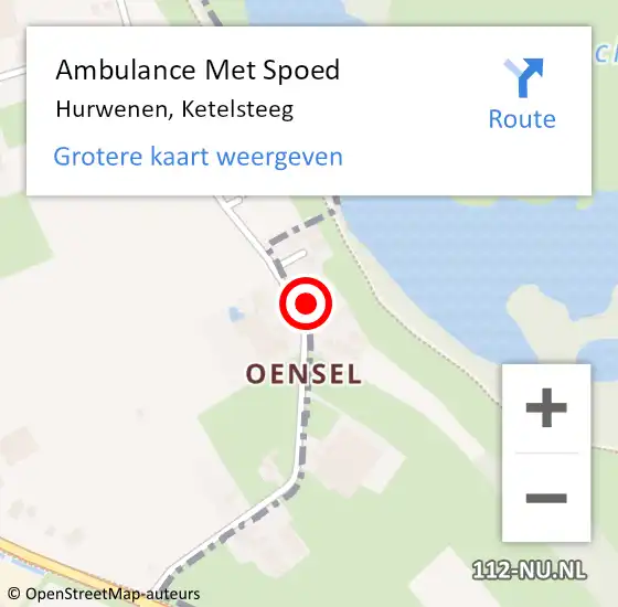 Locatie op kaart van de 112 melding: Ambulance Met Spoed Naar Hurwenen, Ketelsteeg op 4 februari 2023 19:58