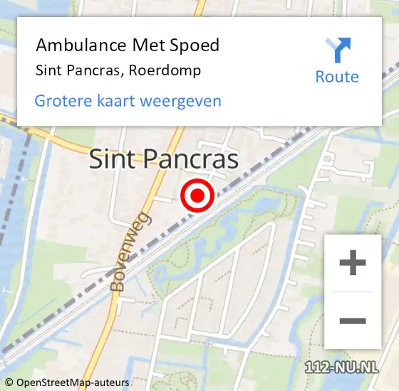 Locatie op kaart van de 112 melding: Ambulance Met Spoed Naar Sint Pancras, Roerdomp op 4 februari 2023 20:01