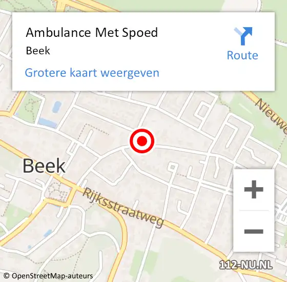 Locatie op kaart van de 112 melding: Ambulance Met Spoed Naar Beek op 4 februari 2023 20:05