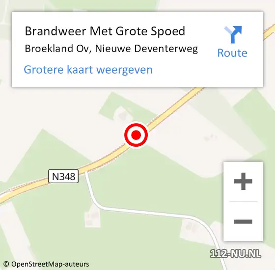 Locatie op kaart van de 112 melding: Brandweer Met Grote Spoed Naar Broekland Ov, Nieuwe Deventerweg op 9 september 2013 10:07