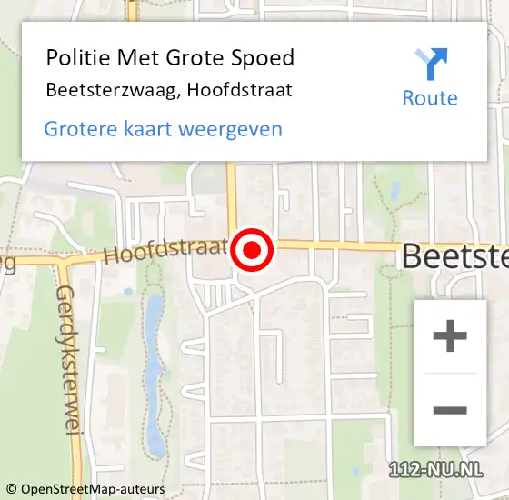 Locatie op kaart van de 112 melding: Politie Met Grote Spoed Naar Beetsterzwaag, Hoofdstraat op 4 februari 2023 20:07