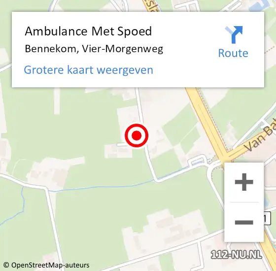 Locatie op kaart van de 112 melding: Ambulance Met Spoed Naar Bennekom, Vier-Morgenweg op 4 februari 2023 20:14
