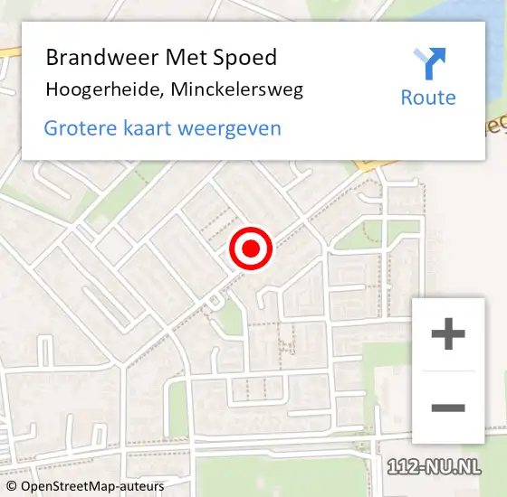 Locatie op kaart van de 112 melding: Brandweer Met Spoed Naar Hoogerheide, Minckelersweg op 4 februari 2023 20:21