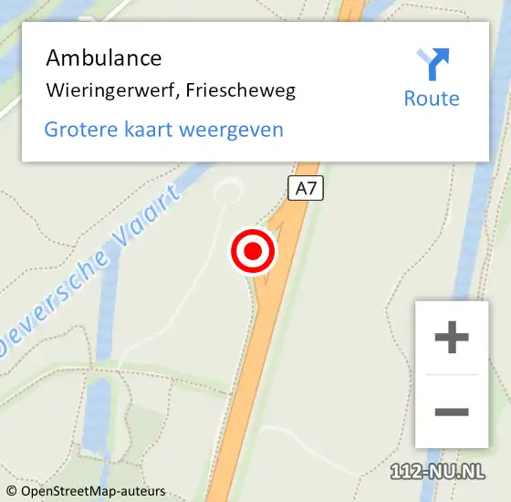 Locatie op kaart van de 112 melding: Ambulance Wieringerwerf, Friescheweg op 4 februari 2023 20:24