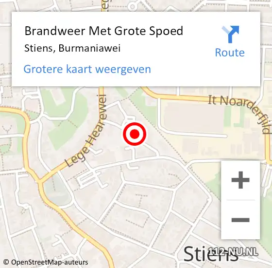 Locatie op kaart van de 112 melding: Brandweer Met Grote Spoed Naar Stiens, Burmaniawei op 4 februari 2023 20:28