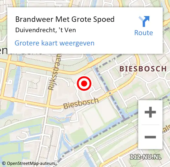 Locatie op kaart van de 112 melding: Brandweer Met Grote Spoed Naar Duivendrecht, 't Ven op 4 februari 2023 20:32