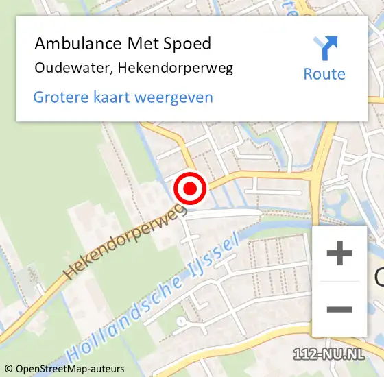 Locatie op kaart van de 112 melding: Ambulance Met Spoed Naar Oudewater, Hekendorperweg op 4 februari 2023 20:35